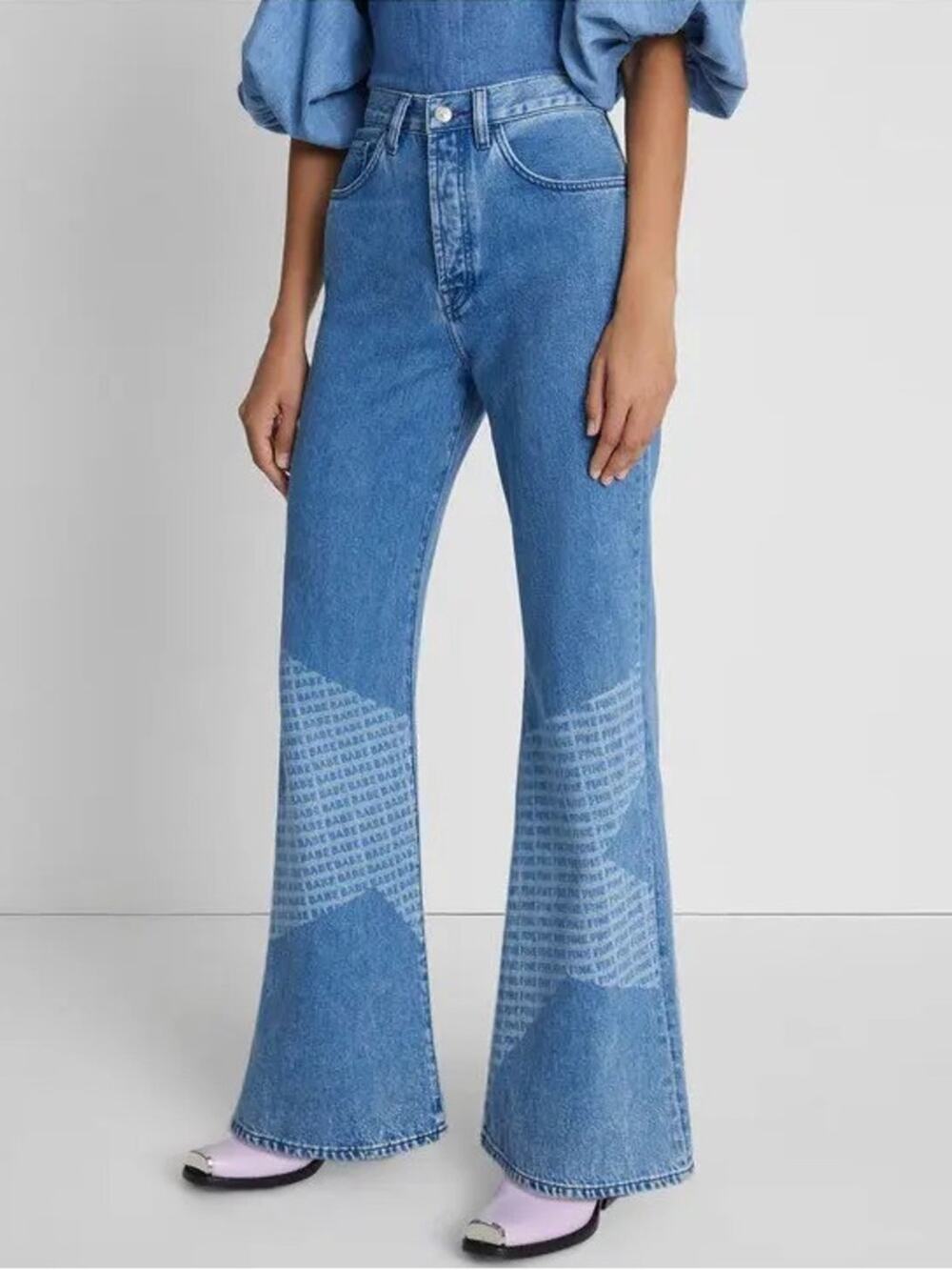 7 For All Mankind Easy Flare In Star Patchwork Denim Jeans Size 26